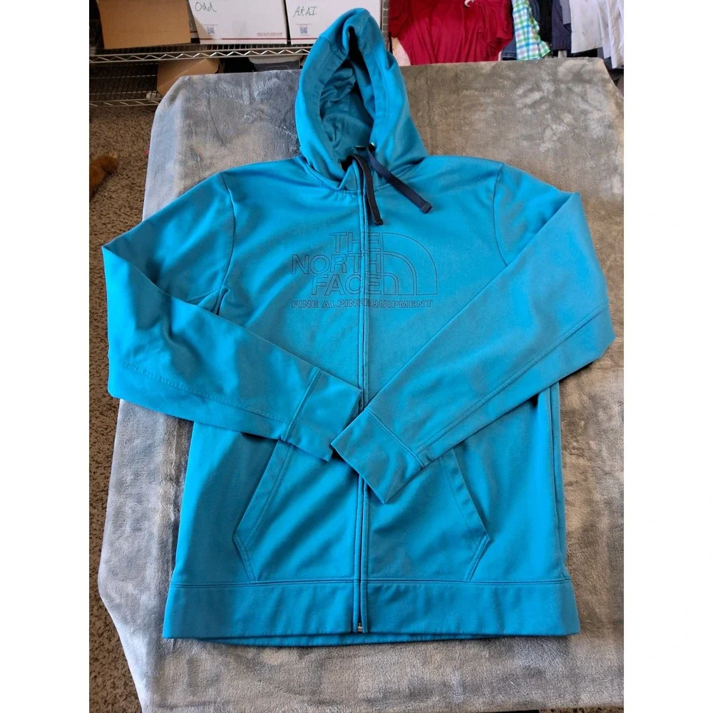 The North Face Mens Blue Full Zip Hoodie Fine Alpine Equipment Fleece Jacket L